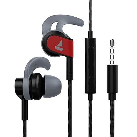 boAt Bassheads 242 | 耐久性のあるコーティングケーブル、10mm ダイナミックドライバー、IPX4 防水の有線イヤホン