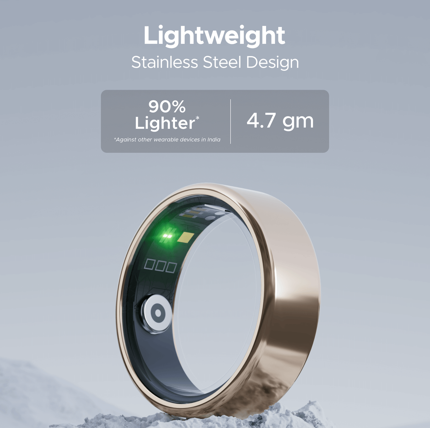 boAt Smart Ring Active |Smart Ring with Stainless Steel Design, 90% Lighter, Health Monitoring, Magnetic Charging Case HME