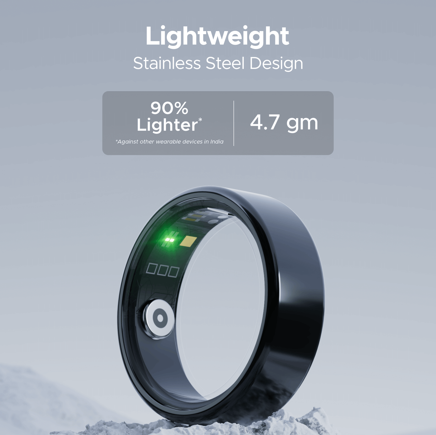 boAt Smart Ring Active |Smart Ring with Stainless Steel Design, 90% Lighter, Health Monitoring, Magnetic Charging Case HME