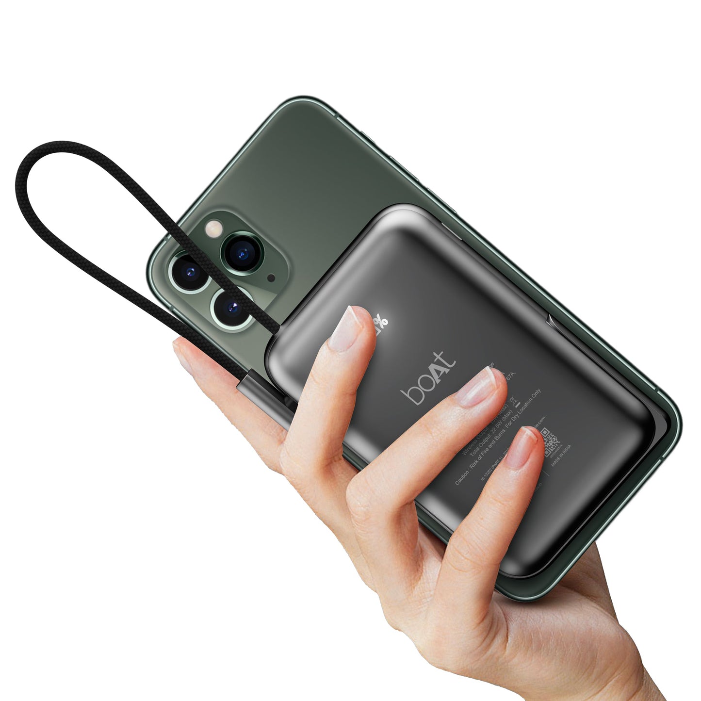 boAt EnergyShroom PB330 Magnacharge | 10000mAh magnetic wireless power bank with 15 W wireless charging, LED battery display, 12 Layer Smart IC Protection