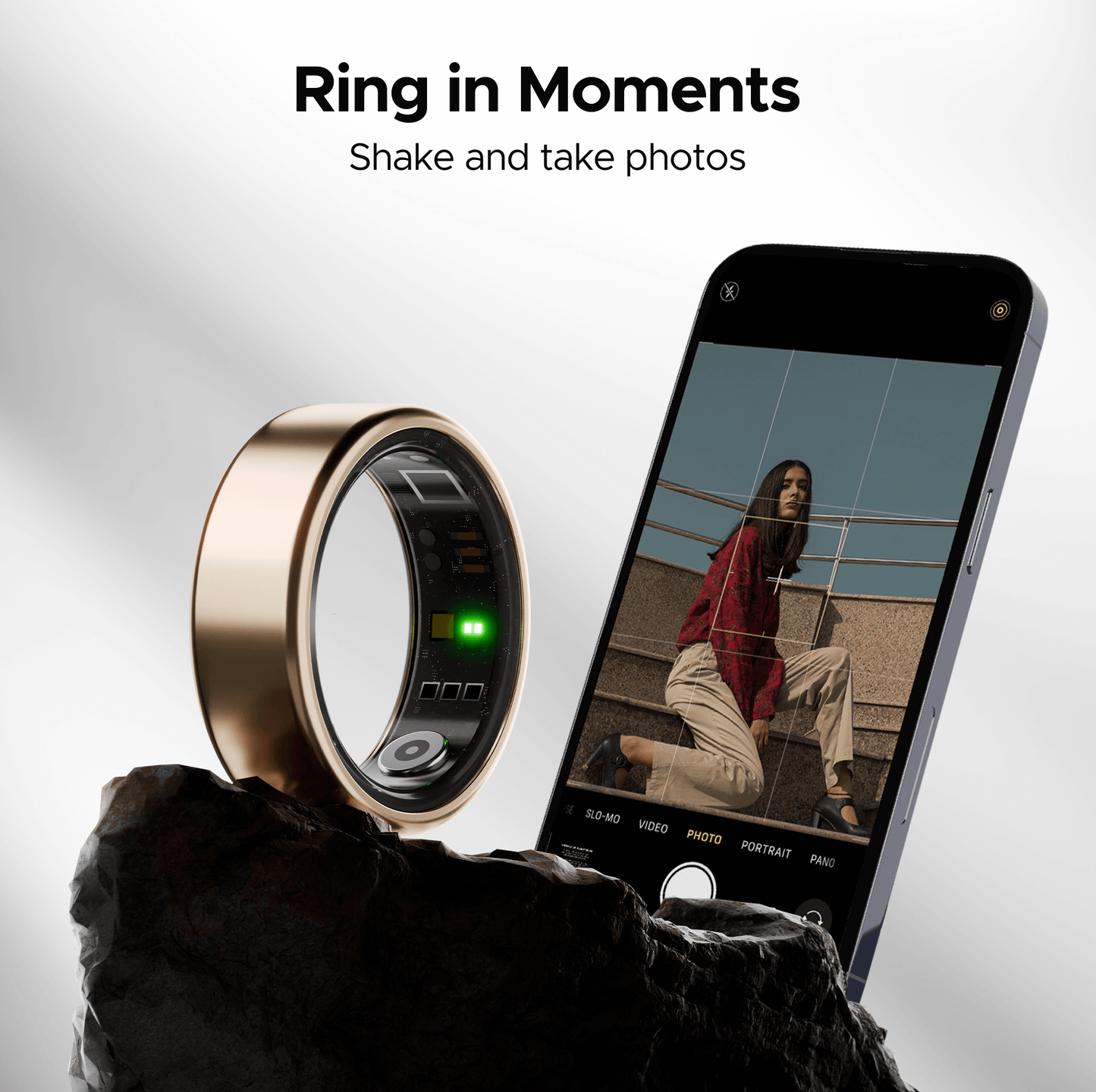 boAt Smart Ring Active |Smart Ring with Stainless Steel Design, 90% Lighter, Health Monitoring, Magnetic Charging Case HME