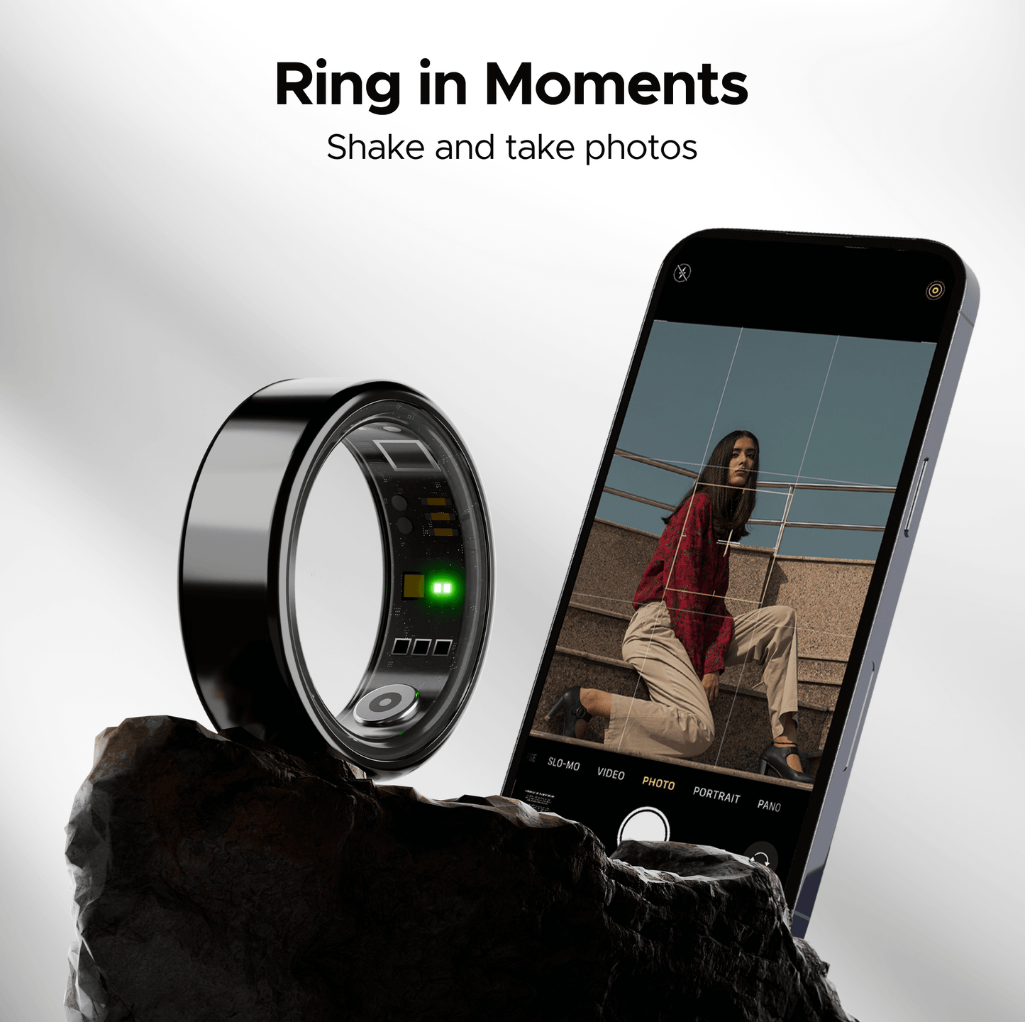 boAt Smart Ring Active |Smart Ring with Stainless Steel Design, 90% Lighter, Health Monitoring, Magnetic Charging Case HME
