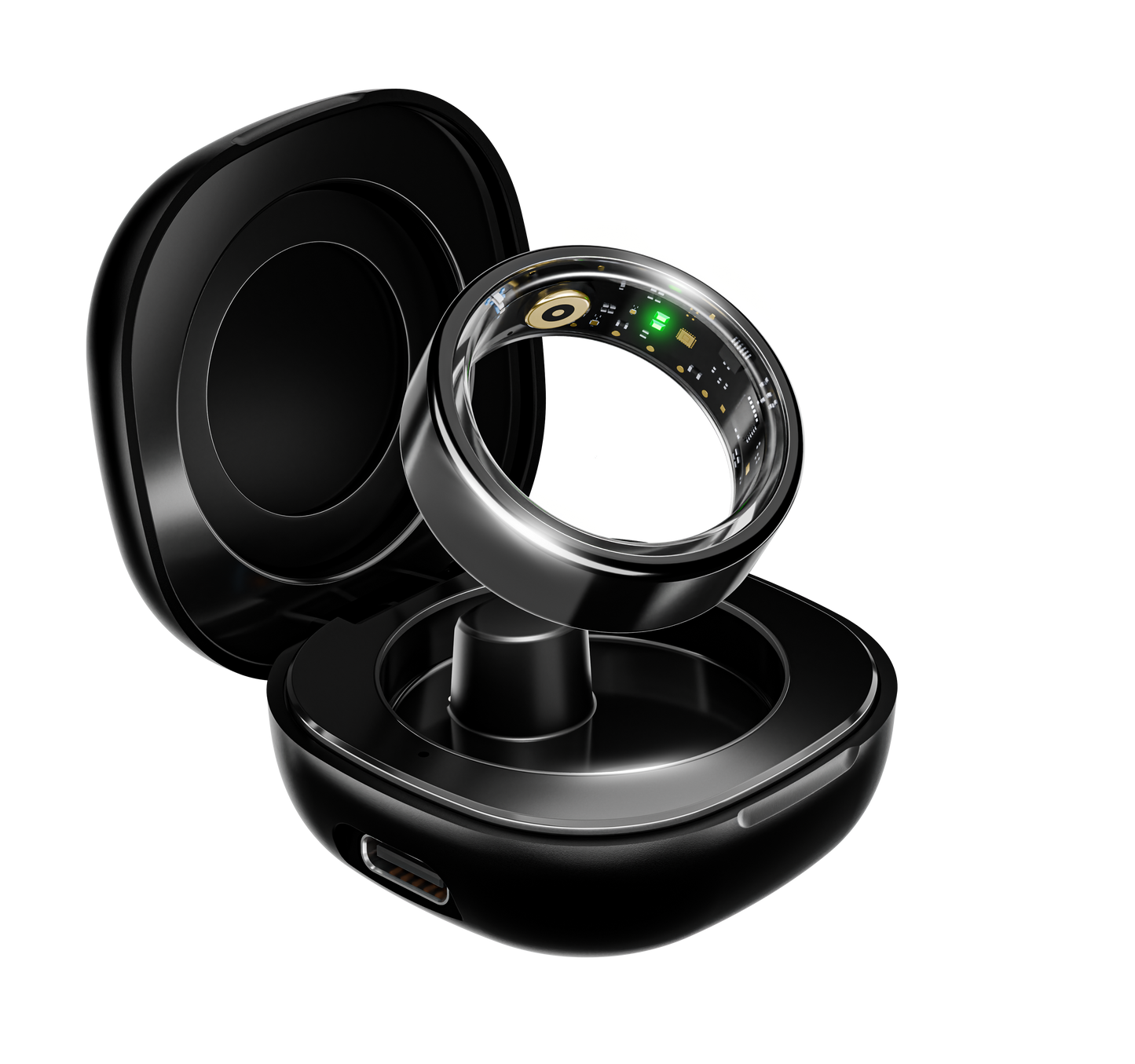 boAt Smart Ring Active |Smart Ring with Stainless Steel Design, 90% Lighter, Health Monitoring, Magnetic Charging Case HME