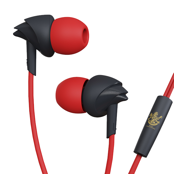 boAt Bassheads 100 RCB Edition | Limited Edition RCB Design Wired Earphones, 10mm Dynamic Drivers, In-line Microphone
