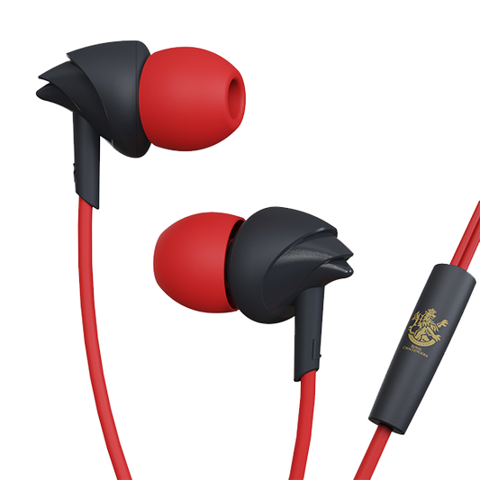 boAt Bassheads 100 RCB Edition | Limited Edition RCB Design Wired Earphones, 10mm Dynamic Drivers, In-line Microphone
