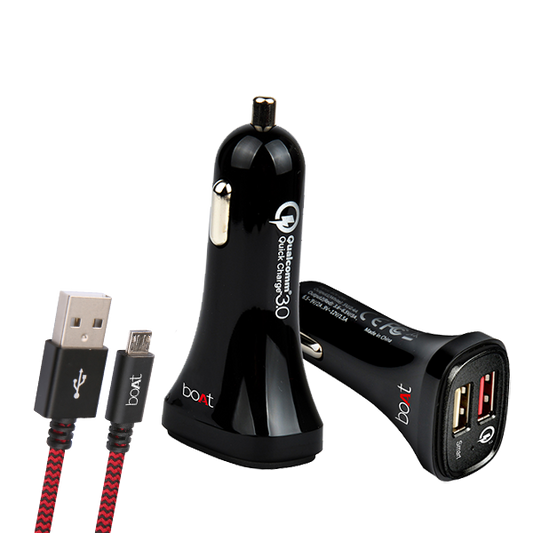 boAt Dual Port Rapid Car Charger (Qualcomm Certified) with Micro-USB Cable