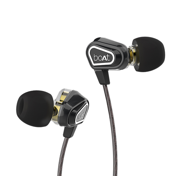boAt Nirvanaa DUO | Stylish Hawk-Inspired Design Wired Earphones with 10mm Dynamic Dual Driver, Super Extra Bass