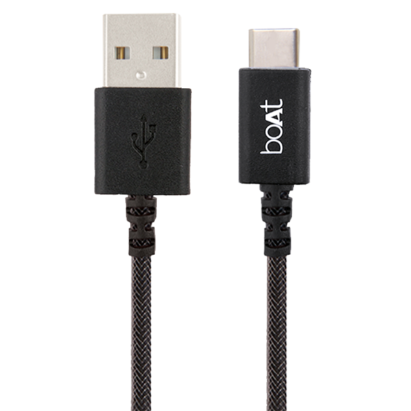 boAt A400 USB Type C Data Cable | Premium C Type Data Cable with 480Mbps Transfer Speed, Tangle free cable, Reversible Connector