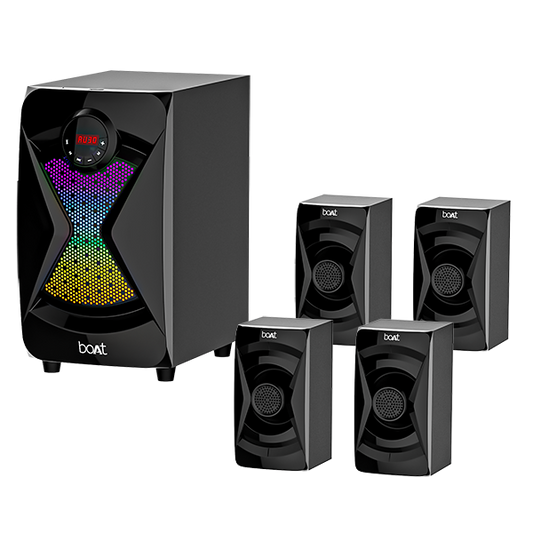 boAt Blitz 1500 Pro | 4.1 チャンネル 80W RMS boAt シグネチャーサウンド、ダイナミック RGB ライト、マルチ接続