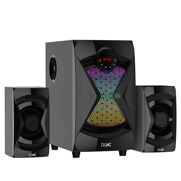 Blitz 1508 | 50W RMS Wired Speaker with boAt Signature Sound, 2.1 Channel, RGB Led, 5 Entertainment Modes, FM, Aux, USB, Sd Card, BT