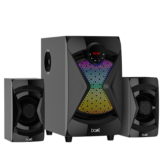 Blitz 1508 | 50W RMS Wired Speaker with boAt Signature Sound, 2.1 Channel, RGB Led, 5 Entertainment Modes, FM, Aux, USB, Sd Card, BT